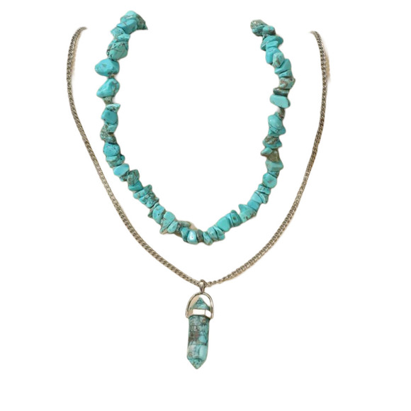 2-PIECE Turquoise Beaded & Pendant Necklaces - Picture 2 of 3